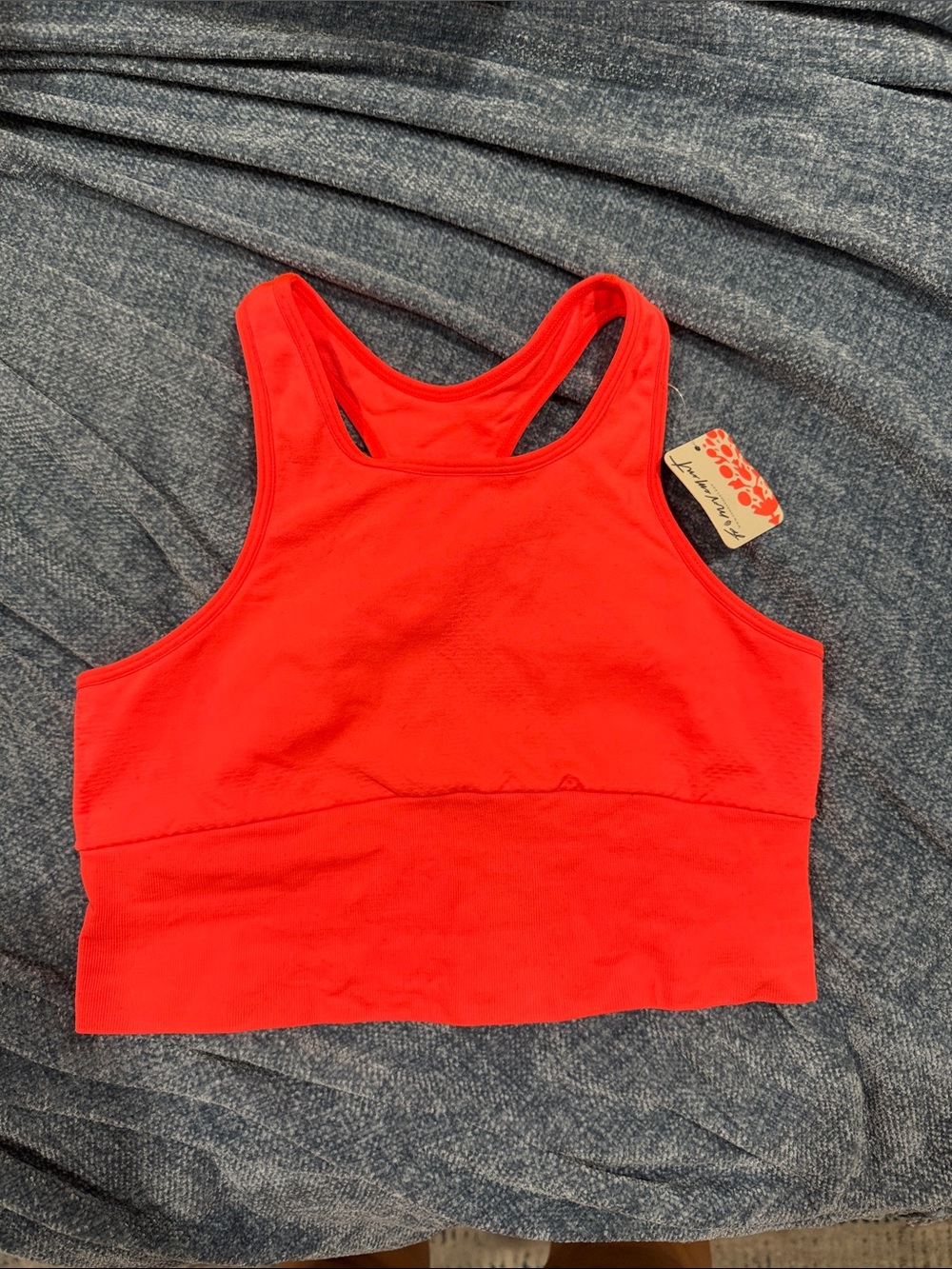 FP Movement by Free People Vibrant Orange/Red High-Neck Racerback Sports Bra